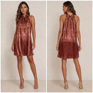 MSSP Max Studio Specialty Products Silk Blend Halter Burnout Top Rust Medium